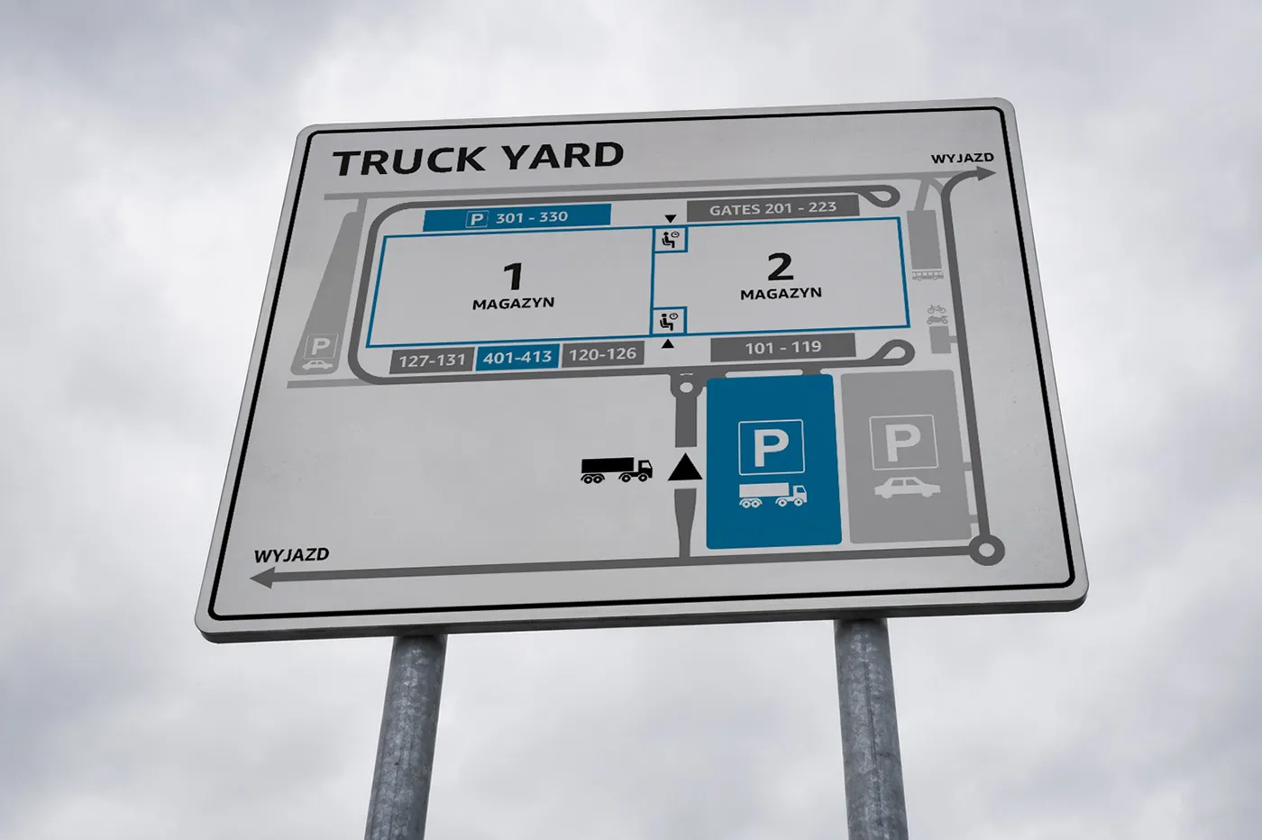 Znak drogowy TRUCK YARD - Amazon