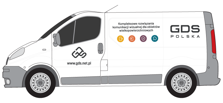 Identyfikacja pojazdu firmowego GDS - Vivaro lewy bok