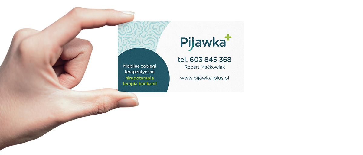 Pijawka 02 bussines cards in hand