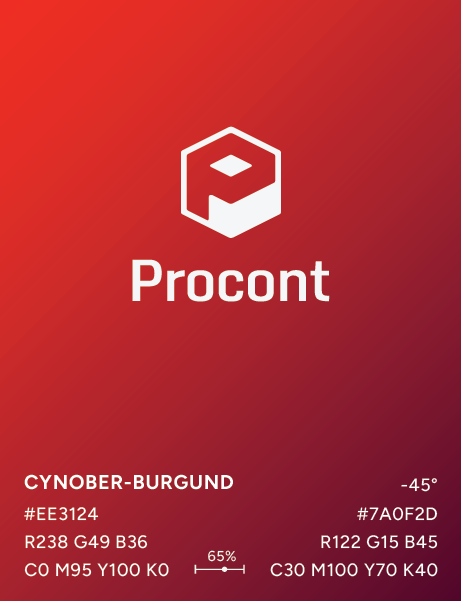 Kolorystyka Procont - gradient cynober-burgund