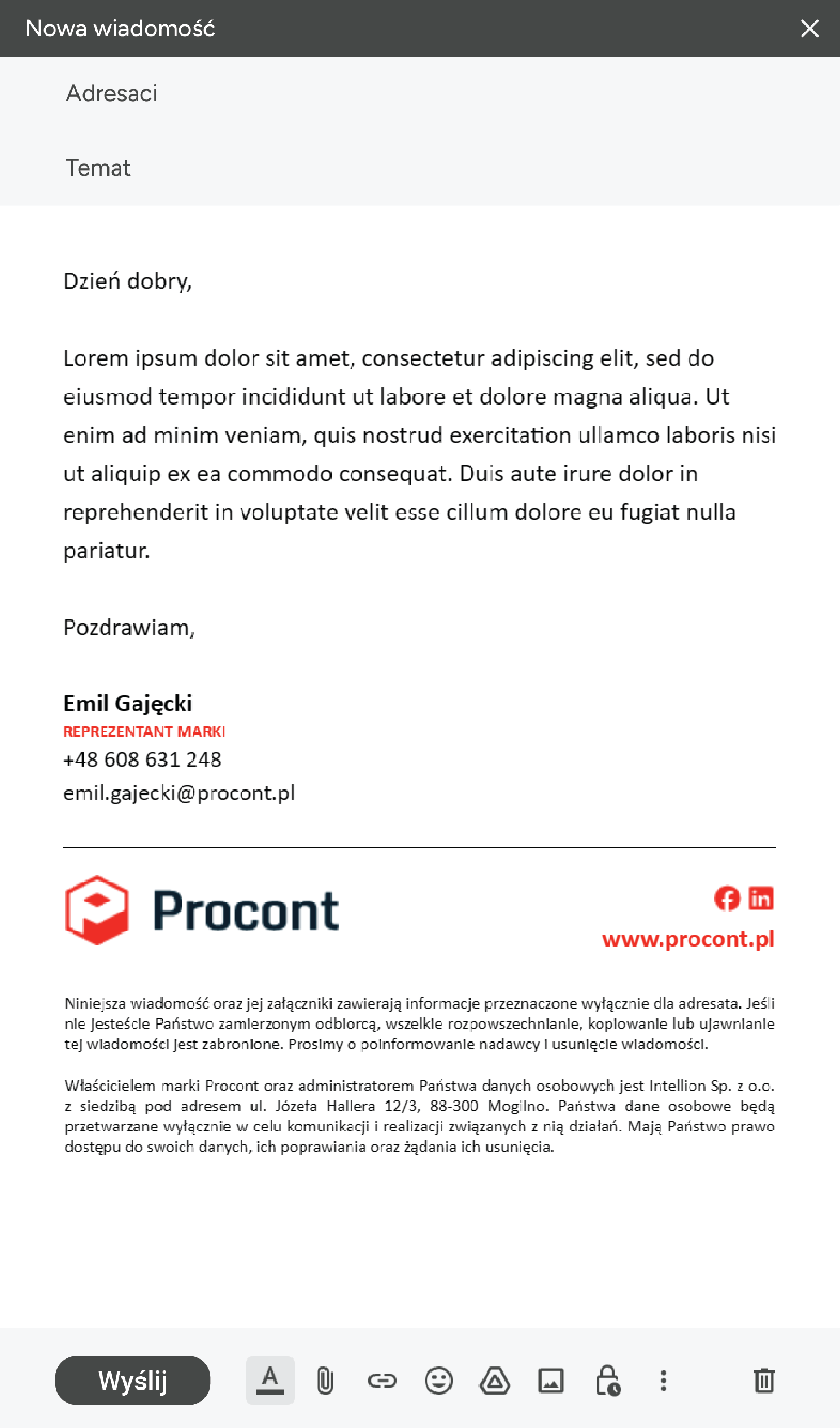 Stopka Mailowa Procont
