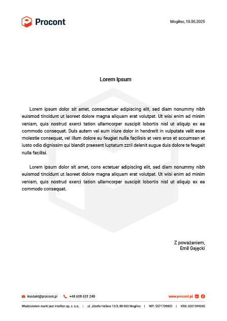 Papier firmowy Procont